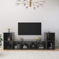 vidaXL Comode TV, 4 buc., gri extralucios, 72x35x36,5 cm, PAL foto