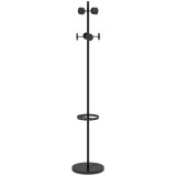 HOMCOM Suport pentru Haine și Umbrele, Cuier Independent cu 8 Carlige Rotunde pentru Haine, Pălării și Poșete, &Phi;34x177 cm, Negru | Aosom Romania