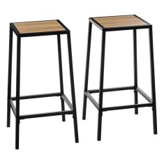Set 2 scaune bar 5Five Aliaj din otel, 32x32x71 cm, negru Household NewTrend
