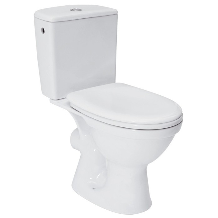 Vas wc cu rezervor + mecanism + capac, set Cersanit Roma R010, alb, evacuare orizontala, montaj pe pardoseala