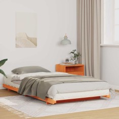 vidaXL Cadru de pat de podea Maro ceruit 90 x 210 cm Lemn masiv de pin 873105 foto