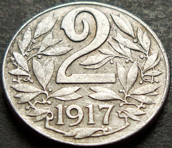 Moneda istorica 2 HELLER - AUSTRIA / Austro-Ungaria, anul 1917 *cod 1268 B