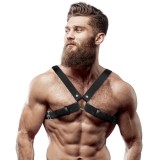 FETISH SUBMISSIVE ATTITUDE - MEN&#039;S ADJUSTABLE ECO-LEATHER CROSS CHEST BULLDOG HARNESS