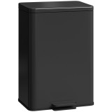 HOMCOM Coș de gunoi 20 L cu pedală, capac cu &icirc;nchidere silențioasă, coș interior detașabil, negru mat, 34,2 x 30,6 x 44,2 cm | Aosom Romania