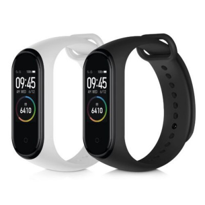 Set 2 Curele pentru Xiaomi Mi Band 4, Kwmobile, Negru/Alb, Silicon, 49312.02 foto