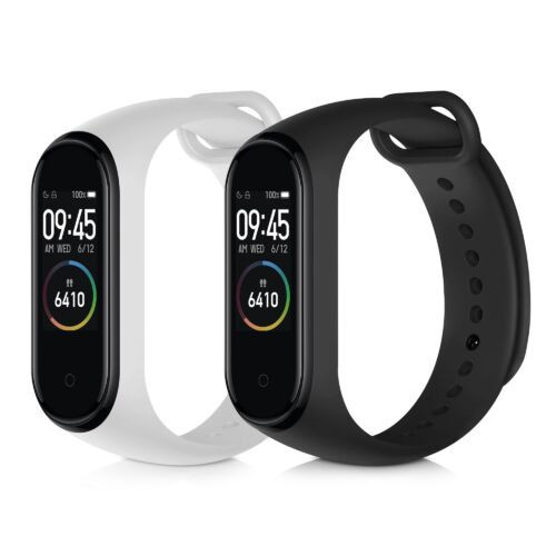 Set 2 Curele pentru Xiaomi Mi Band 4, Kwmobile, Negru/Alb, Silicon, 49312.02