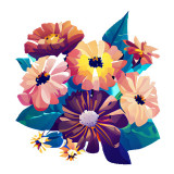 Cumpara ieftin Sticker decorativ, Buchet de Flori, Multicolor, 62 cm, 10317ST, Oem