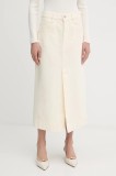 BOSS fustă jeans culoarea bej, maxi, creion, 50542546