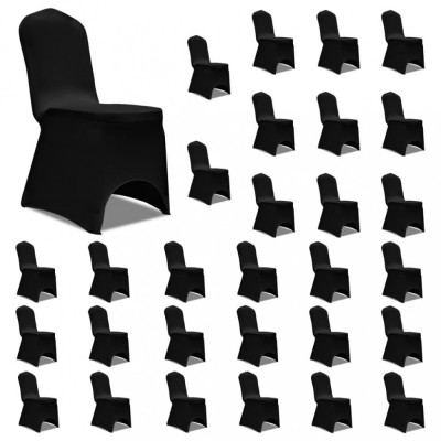 Huse de scaun elastice, 30 buc., negru foto