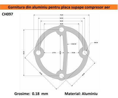 Garnitura aluminiu cilindru cap compresor 51-70mm 65x46mm CH097 Mod.20 65x46mm foto