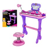 Orga electronica 25 clape cu scaunel si microfon pentru copii, Fete, 7Toys, Brand
