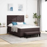 Cumpara ieftin Pat cu arcuri cu saltea Maro &icirc;nchis 160 x 200 cm țesătură