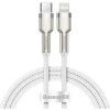 Cablu Date si Incarcare USB-C - Lightning Baseus Cafule Metal Series, 20W, 2m, Alb CATLJK-B02, Apple