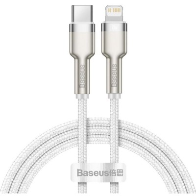 Cablu Date si Incarcare USB-C - Lightning Baseus Cafule Metal Series, 20W, 2m, Alb CATLJK-B02 foto