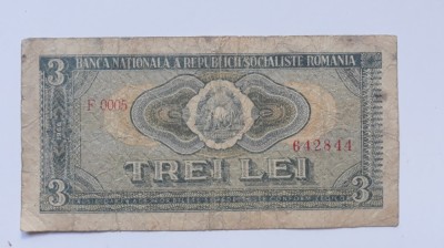 bancnota 3 lei 1966 foto