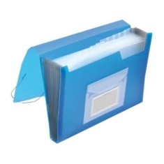 Mapa din Plastic Q-CONNECT cu 6 Compartimente, 330x240x30 mm, Elastic pe Colturi si Index, Model Albastru Transparent, Mape cu Compartimente, Mape cu foto