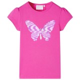 Tricou de copii, m&acirc;neci tip șapcă, roz &icirc;nchis, 92, vidaXL