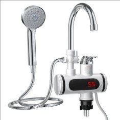 Robinet Electric cu Incalzire Instantanee 3000W, Apa Calda si Dus Portabil, Montaj Pe Chiuveta &ndash; Perfect pentru Baie si Bucatarie