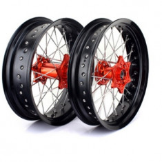 Set roti Supermoto KTM Husqvarna 17 x3.50 ax 22mm 17 x5.00 ax 20mm orange hub Enduro Expert SRS1717OREE