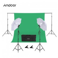 Kit studio Foto/Video,2x Umbrele studio + Suport fundal + Panza Andoer