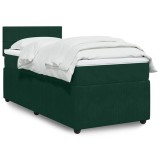 vidaXL Pat box spring cu saltea, verde &icirc;nchis, 90x200 cm, catifea 3289953