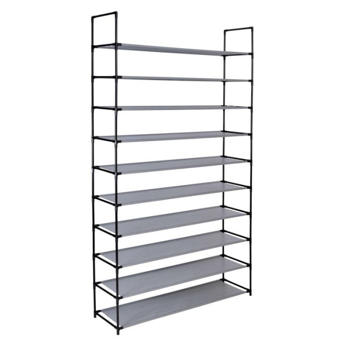 Raft organizator incaltaminte 50 perechi, 10 nivele, cadru metalic, 100x28x175 cm