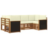 vidaXL Set canapea sectională cu pernă 5 pcs Natural și Crem 3384761