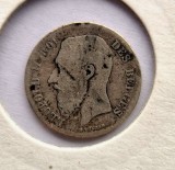 Belgia 50 Centimes 1866 moneda argint km # 26 Leopold II text francez