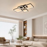 Plafoniera LED ERSTE Ambient 70W Negru Mat Dimabilă 3CCT 3850lm, Corp Iluminat Industrial Chic Modern pentru Living, Design Geometric Eficient