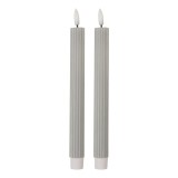 Set 2 lumanari cu led ceara gri &Oslash; 2x25 cm
