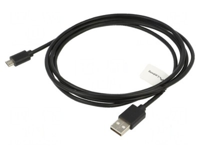 Cablu USB 2.0 A la micro B aurit 1,8m negru foto