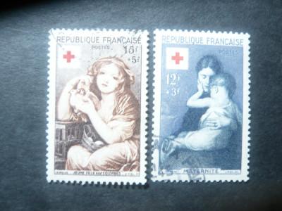 Serie Franta 1954 - Crucea Rosie , 2 valori stampilate foto
