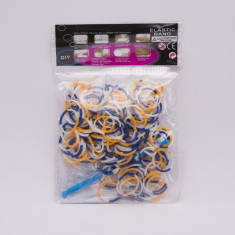 Set rezerve pentru kit de confectionat bratari din elastic, 200 buc inele 3 culori, cleme S, Vergea impletit foto