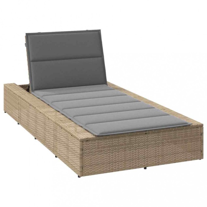 vidaXL Sezlong cu pernă plutitoare din polirattan bej 4104205