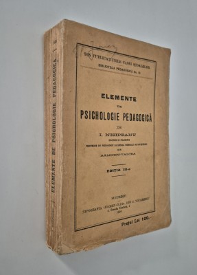 Carte veche Pedagogie I Nisipeanu Elemente de psihologie pedagogica foto
