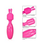 Vibrator Mini Wand Tiny Teasers Bunny , 3 Moduri Vibratii, Silicon, USB, Roz, 12 cm