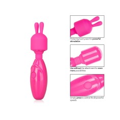 Vibrator Mini Wand Tiny Teasers Bunny , 3 Moduri Vibratii, Silicon, USB, Roz, 12 cm