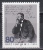 Germania 1985 - A 175-a aniversare de la nașterea lui Fritz Reuter, scriitor,MNH, Nestampilat