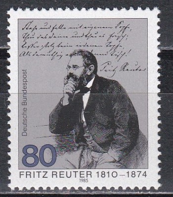 Germania 1985 - A 175-a aniversare de la nașterea lui Fritz Reuter, scriitor,MNH foto