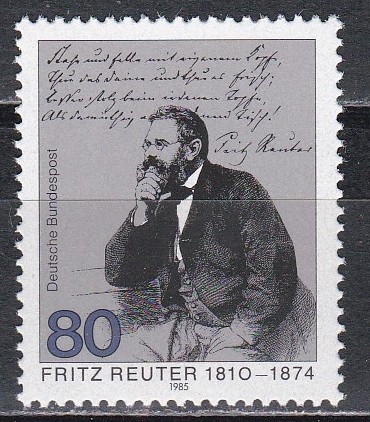 Germania 1985 - A 175-a aniversare de la nașterea lui Fritz Reuter, scriitor,MNH