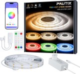Banda LED PAUTIX RGBCCT COB, 5M, Dimabila, RGB+WW/CW, 2700K-6500K, Telecomanda