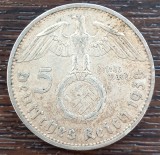 (A1028) MONEDA DIN ARGINT GERMANIA - 5 REICHSMARK 1938, LIT. A, VAR. CU SWASTIKA, Europa