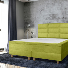 Pat matrimonial, Stockholm, Harmony E, 160x200 cm, saltea tip Pocket, topper memory, Verde