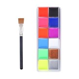 Cumpara ieftin Trusa de machiaj artistic pentru fata si corp, 12 nuante intense cu pensula inclusa, formula cremoasa pe baza de ulei