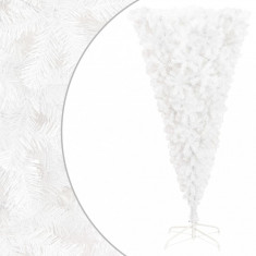 Brad de Crăciun artificial inversat, cu suport, alb, 180 cm