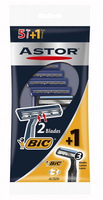 Bic Aparat De Ras Dispozabil Pentru Barbati Astor Twin Cu 2 Lame Pachet Cu 5 Bucati Si Un 3 Action 476760 foto