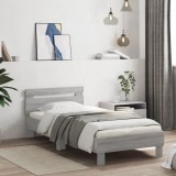 VidaXL Cadru de pat cu tăblie gri sonoma 75x190 cm lemn prelucrat