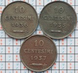 Set 3 monede San Marino 10 centesimi 1935, 1936, 1937 - km 13 - A033, Europa