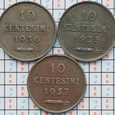 set 3 monede San Marino 10 centesimi 1935, 1936, 1937 - km 13 - A033