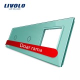 Cumpara ieftin Panou Livolo din sticla verde pentru 2 intrerupatoare touch si priza